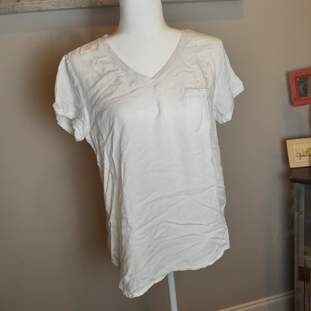 Simply Blessed White Small Pocket 100% Rayon Boutique Top #summer